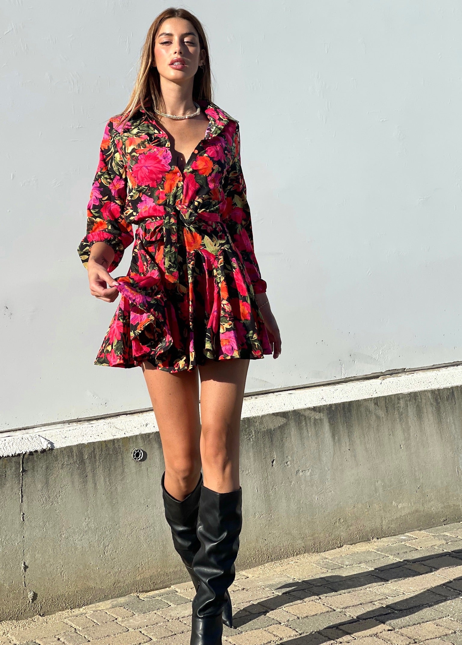 Abito a fiori Rossi fucsia
