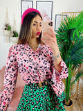 Camicia maculata con borsetta Rosa