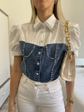Camicia in jeans con strass