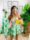 Completo Giacca e Short fiori verdi