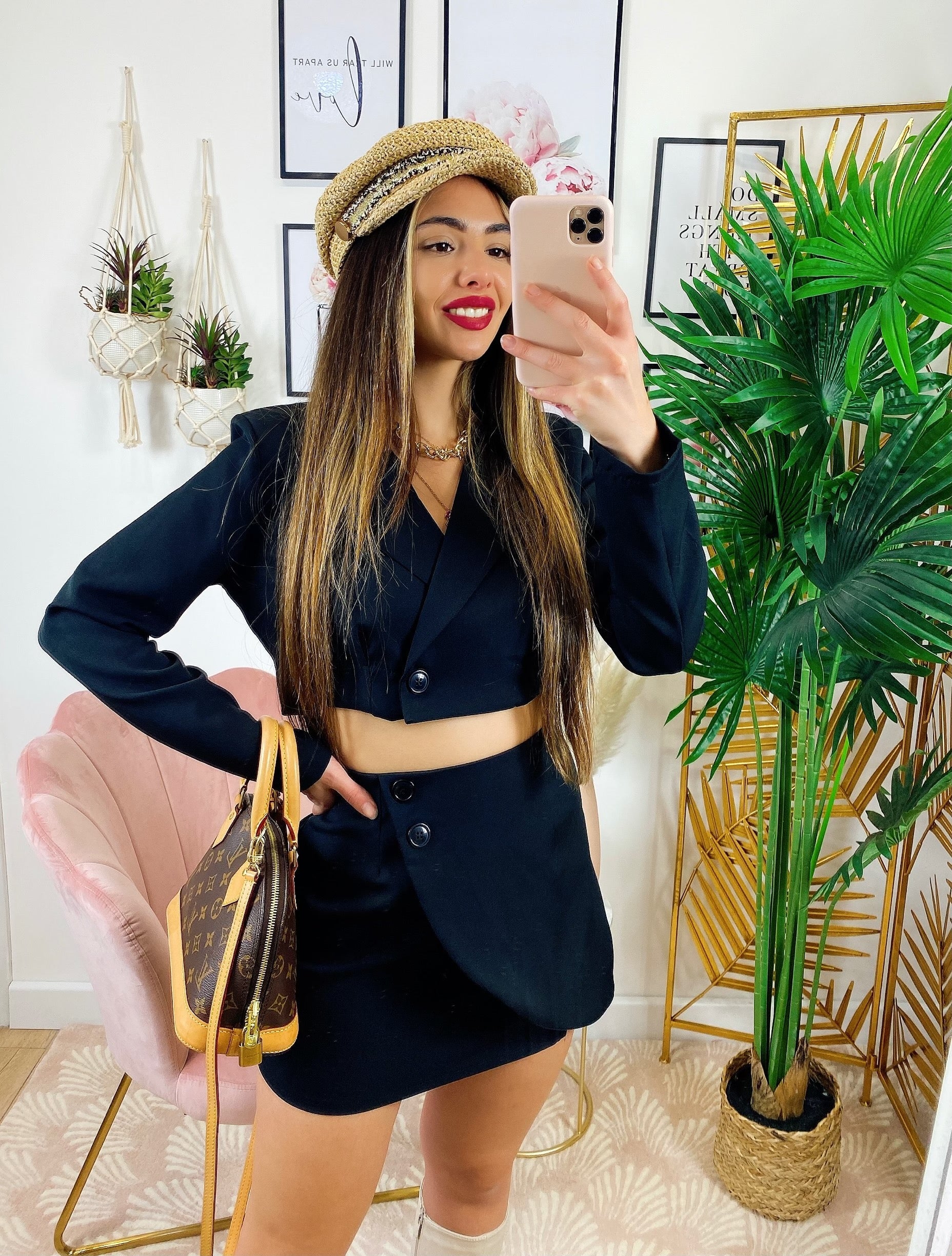 Completo gonna e giacca corta nero