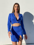 Completo giacca corta e gonna blu elettrico