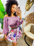 Top in raso manica lunga lilla