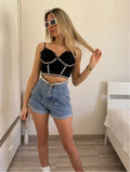 Short a vita alta con perle
