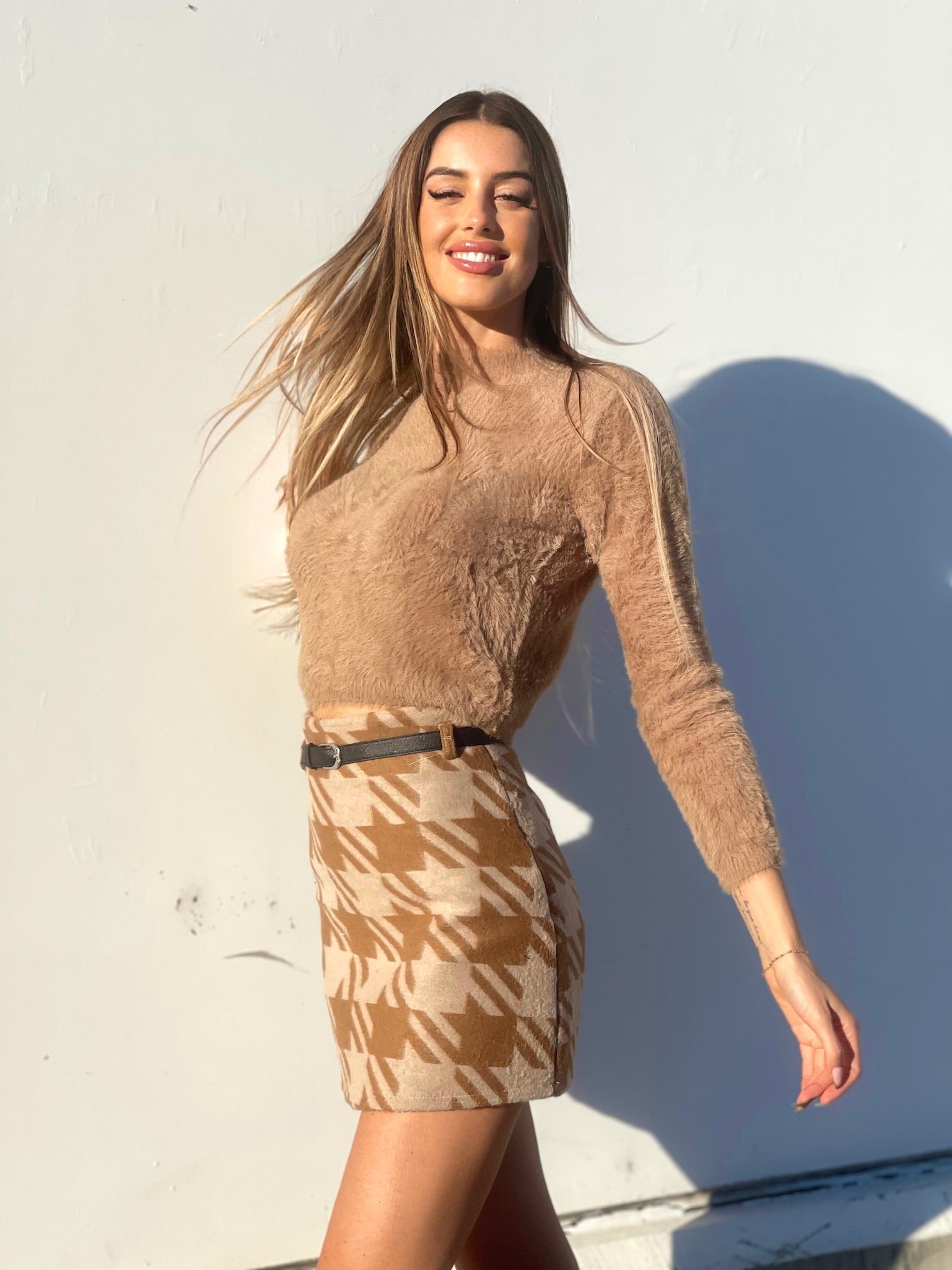 Maglioncino morbidissimo a collo alto camel