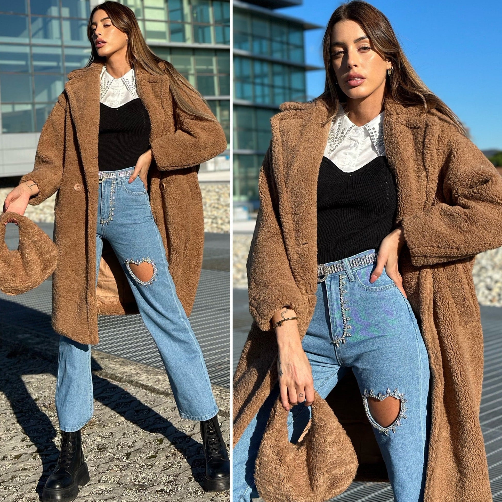 Cappotto Teddy Camel e pochette