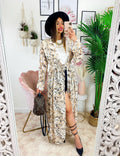 Kimono base beige floreale