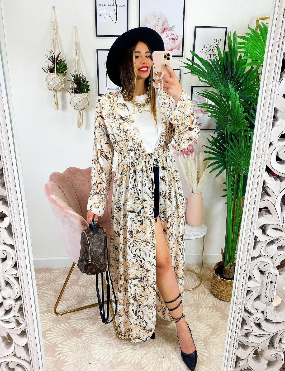 Kimono base beige floreale