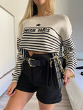 Short nero in panno con cintura
