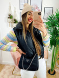 Bomber in ecopelle smanicato Nero
