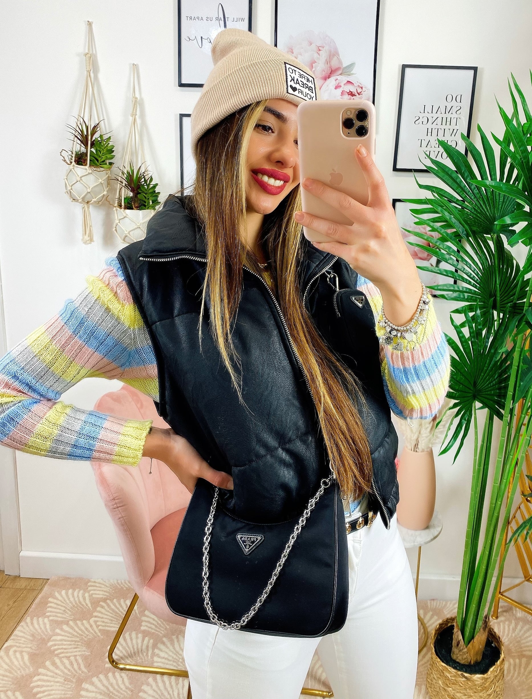 Bomber in ecopelle smanicato Nero