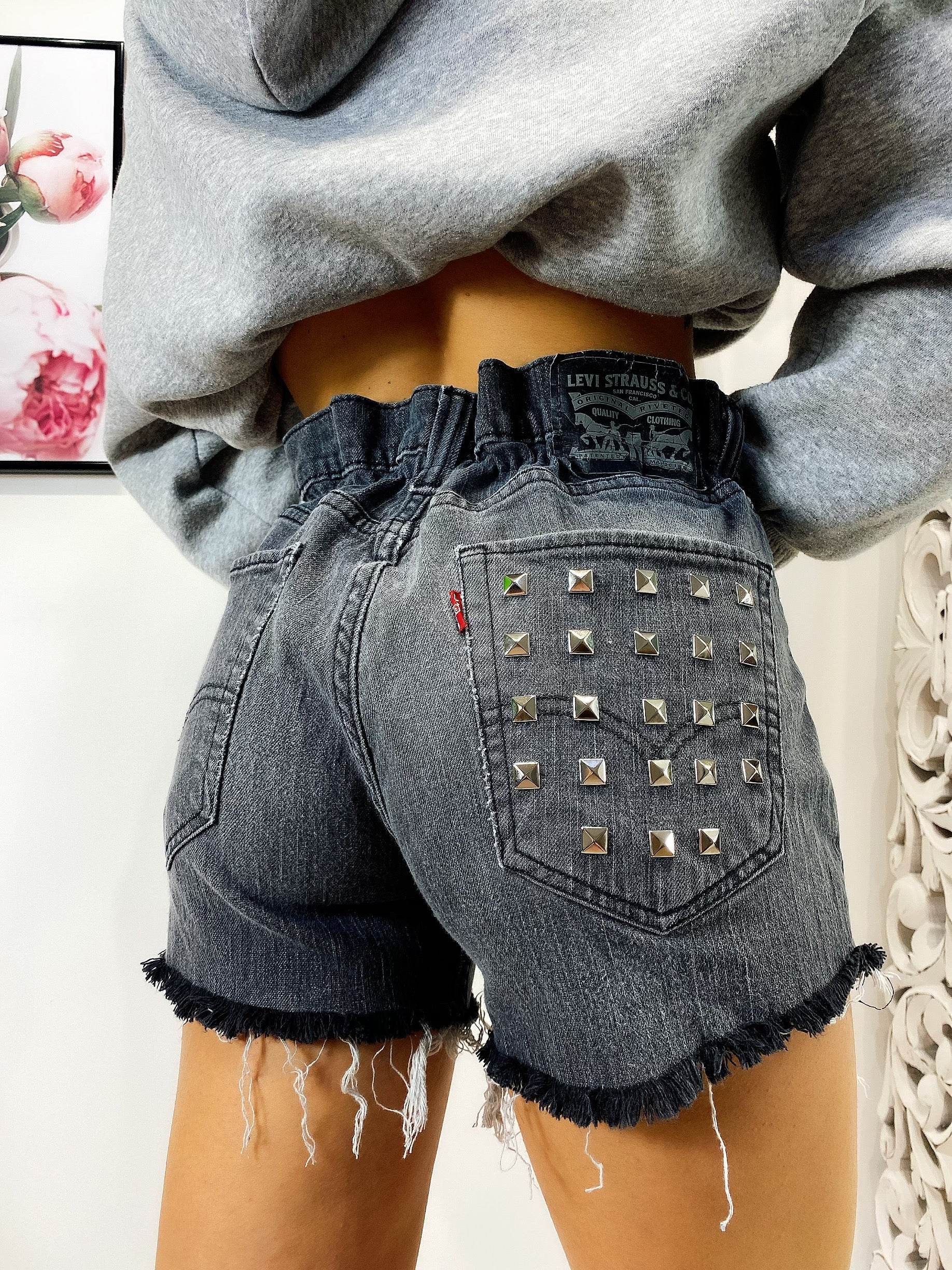 Short Levi’s Vintage con Borchie bagno grigio