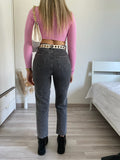 Jeans wide leg grigio