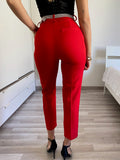 Completo giacca e pantalone strass rosso
