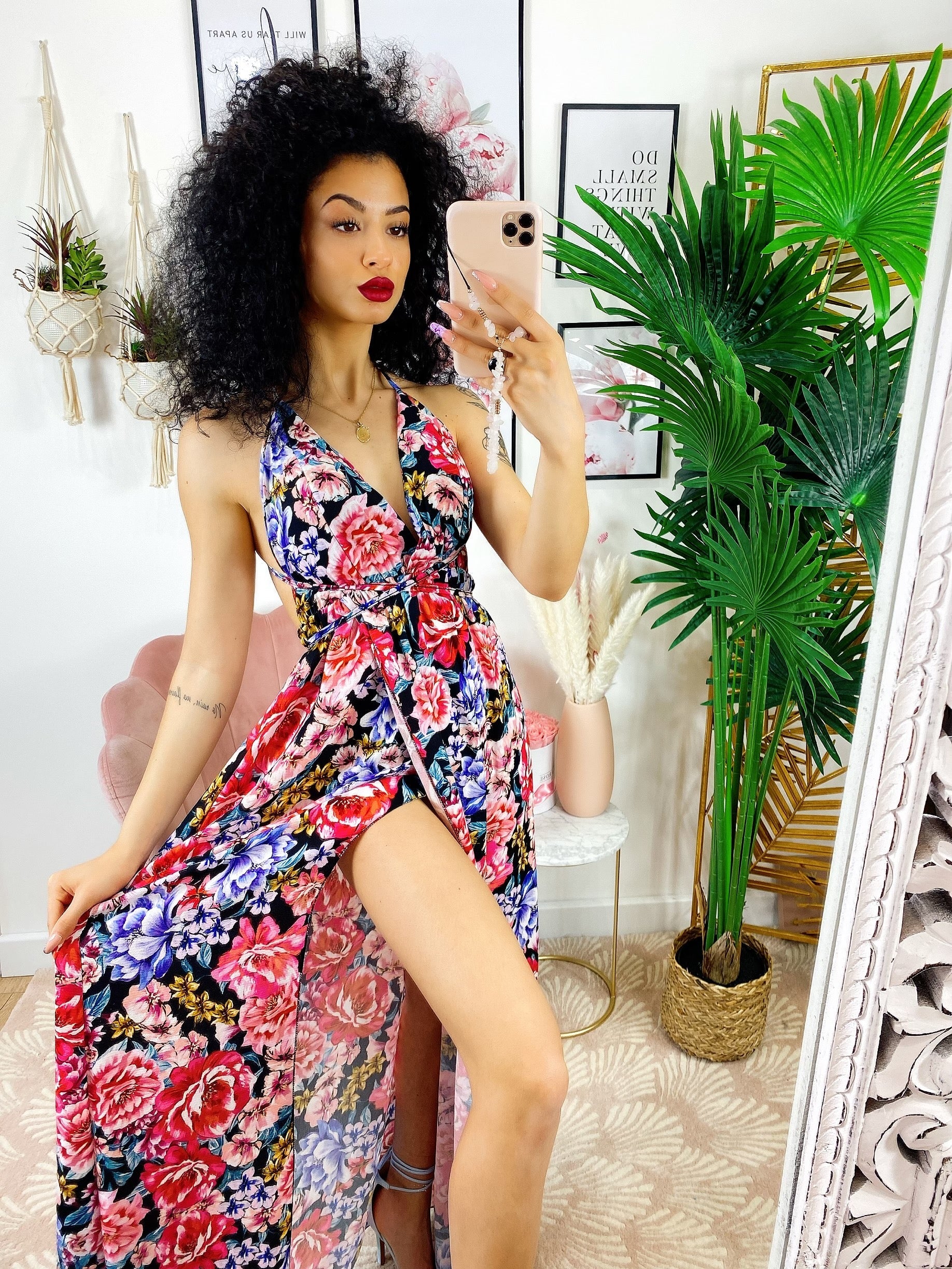 Dress Afrodite fiori Fuxia