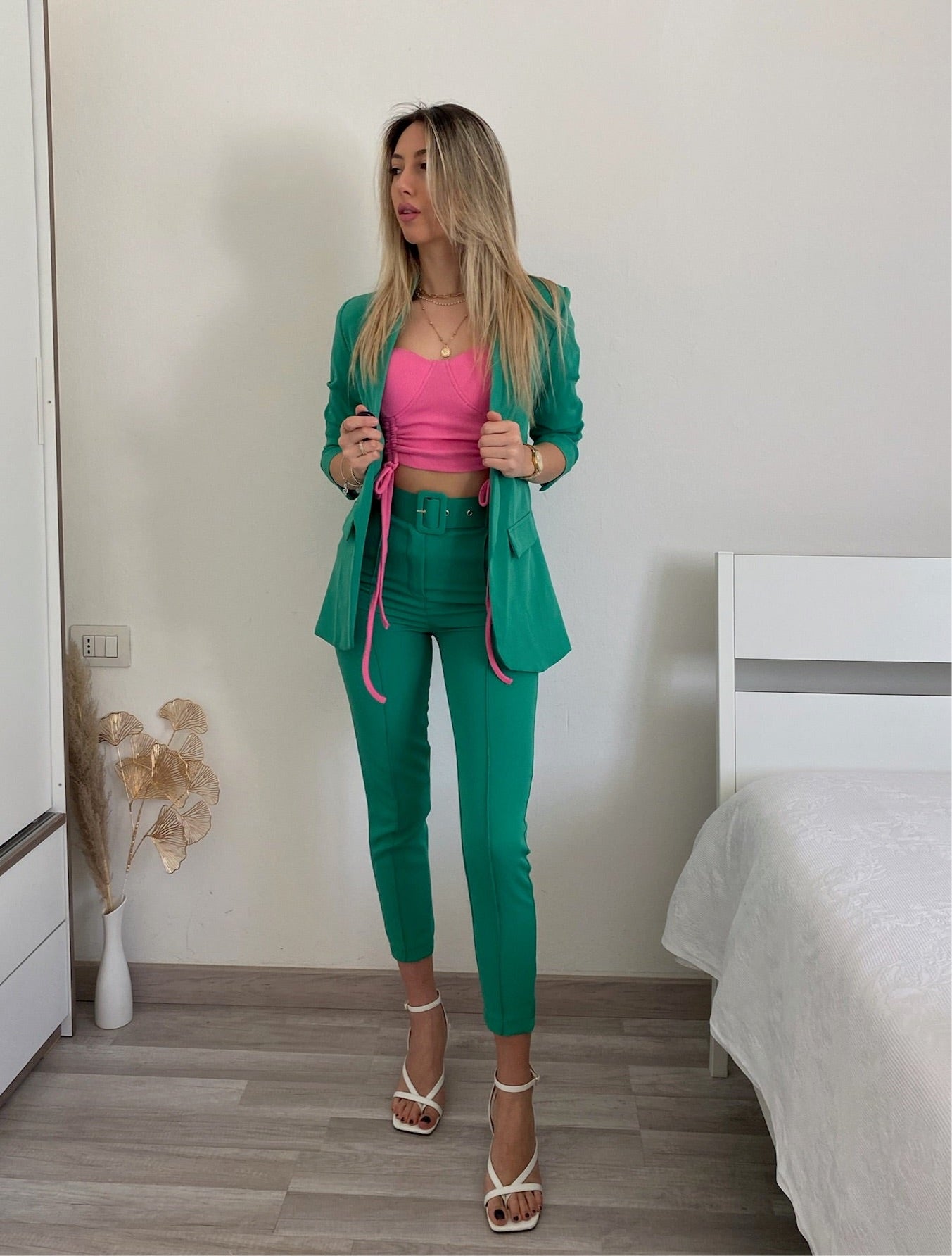 Completo giacca e pantalone verde smeraldo