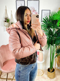 Bomber crop in ecopelle Rosa