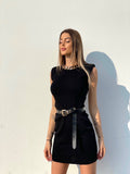 Abito in maglia nero con catena