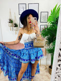Gonna asimmetrica azzurra e celeste