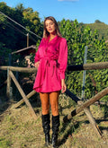 Abito in raso fuxia