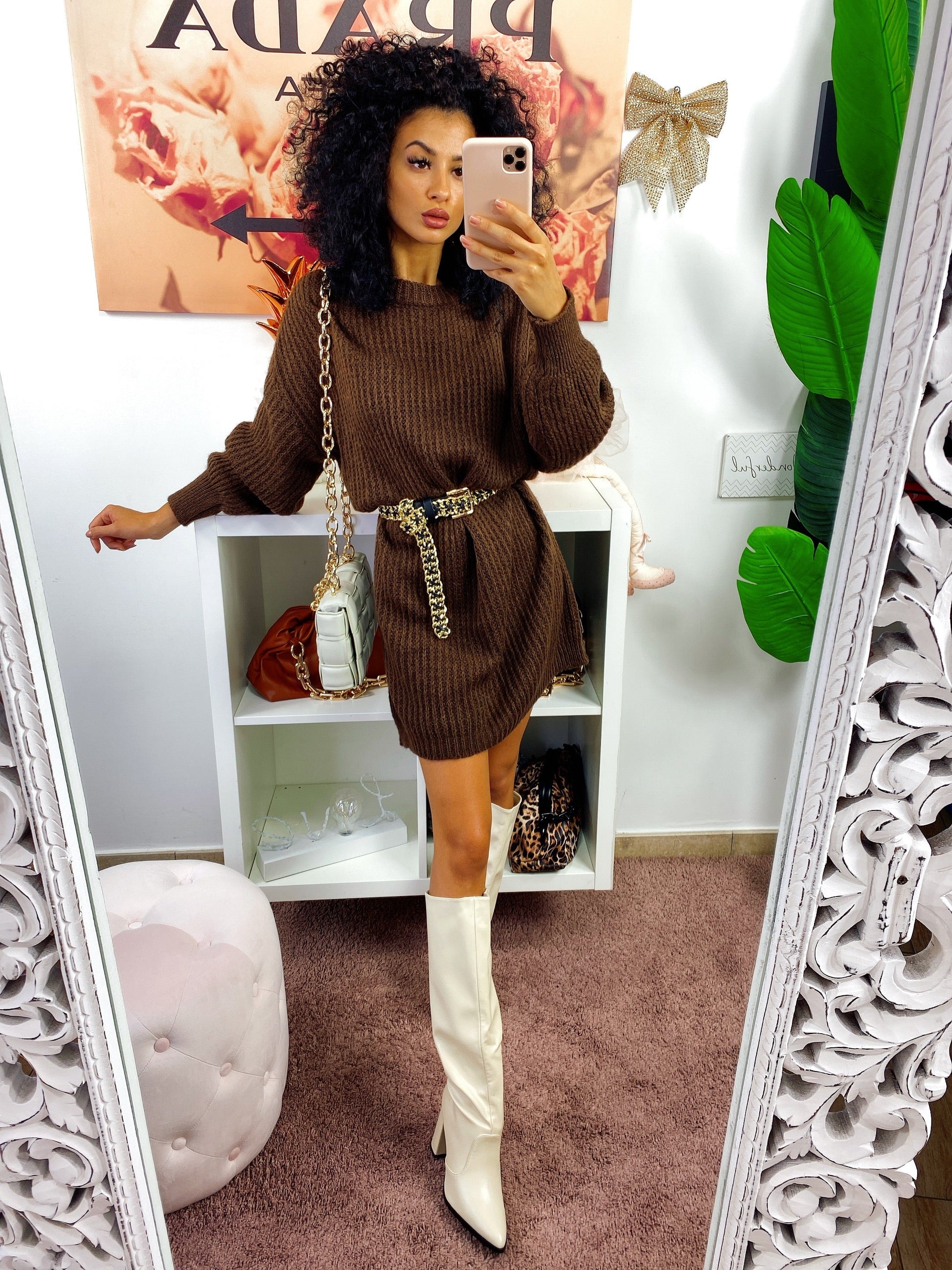 Abito in maglia Marrone