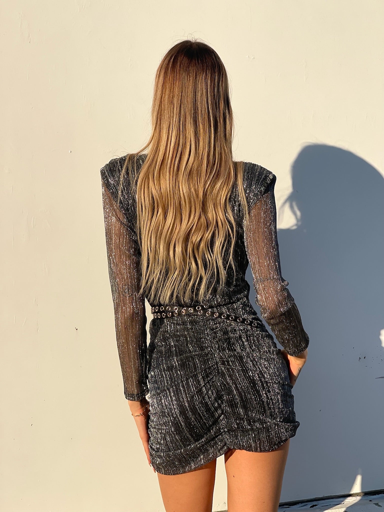 Abito silver con scollo a incrocio