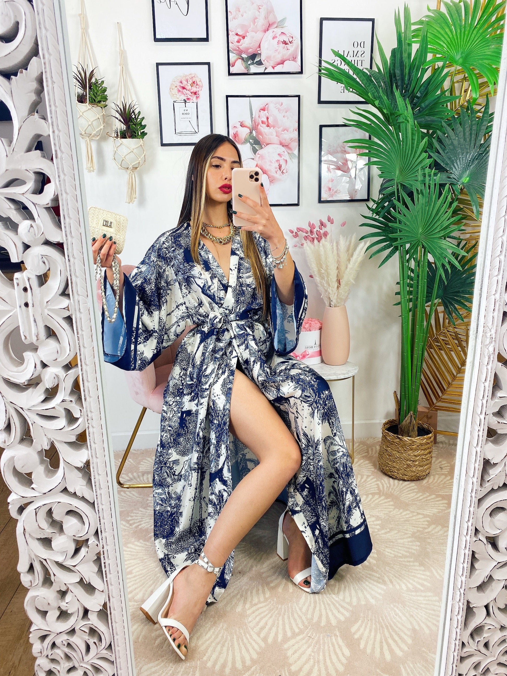 Kimono a fantasia blu
