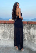 Tutina con maxi gonna in pizzo nero