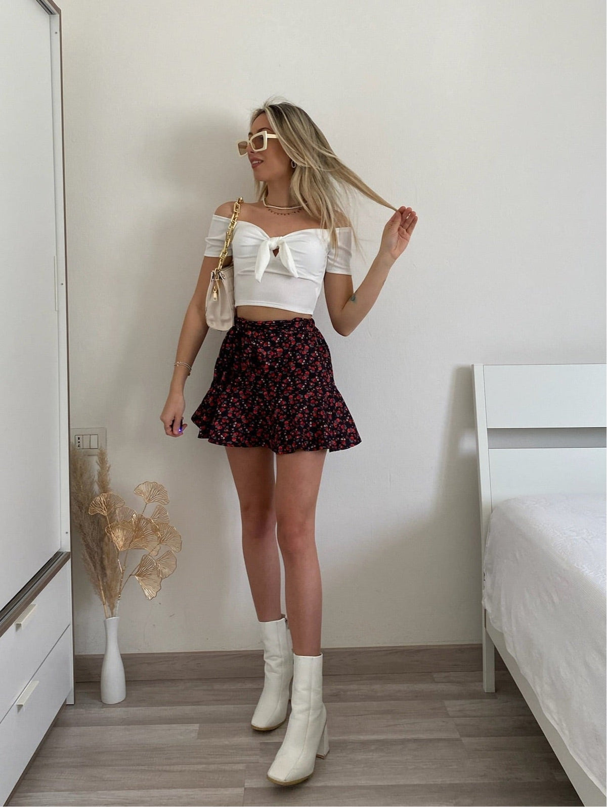 Gonna pantalone con fiori