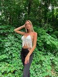 Top Crochet Bianco con frange