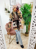 Cardigan frange e cinta dettaglio cavallo beige