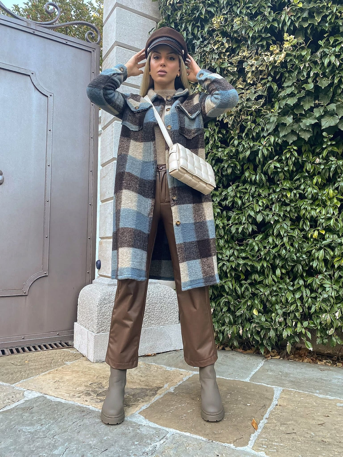 Pantalone in ecopelle marrone
