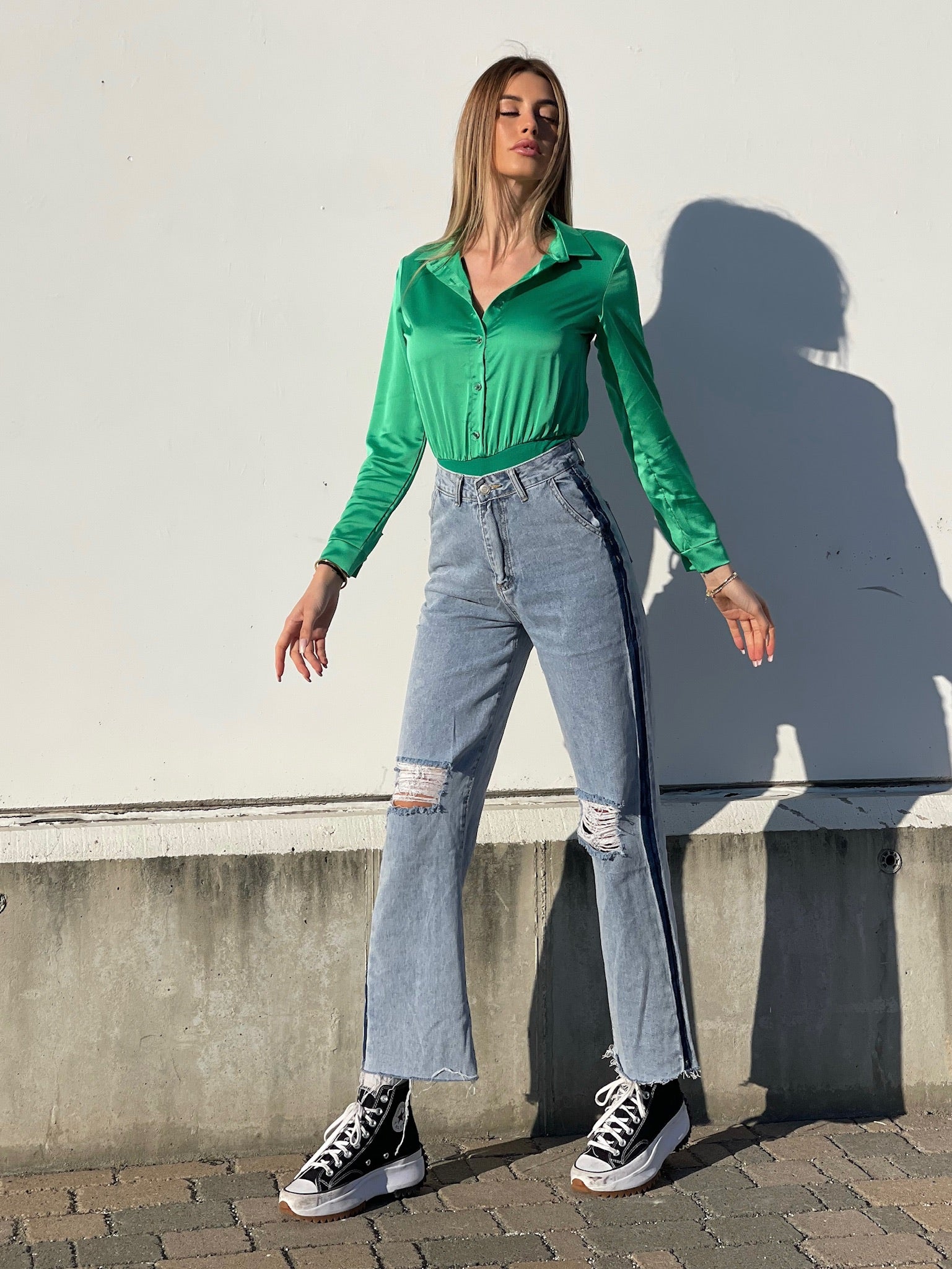 Body camicia verde smeraldo