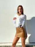 Gonna in ecopelle basic camel