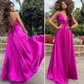 Abito in raso lungo con maxi gonna peonia