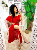 Completo top e gonna rosso