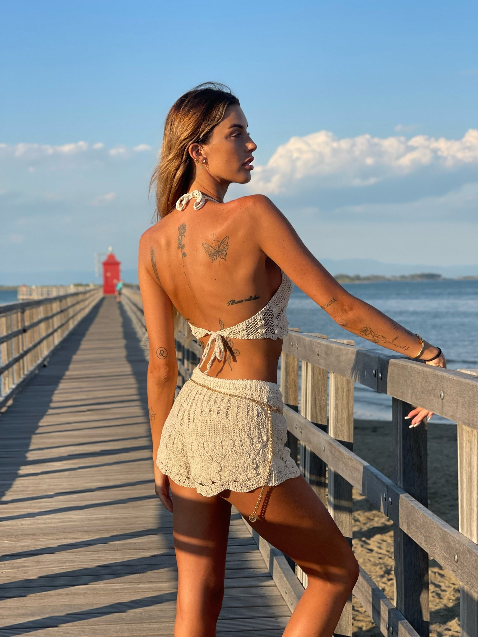 Completo crochet top e short