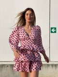 Abito a balze con cuori rosa