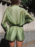Completo camicia e short pistacchio