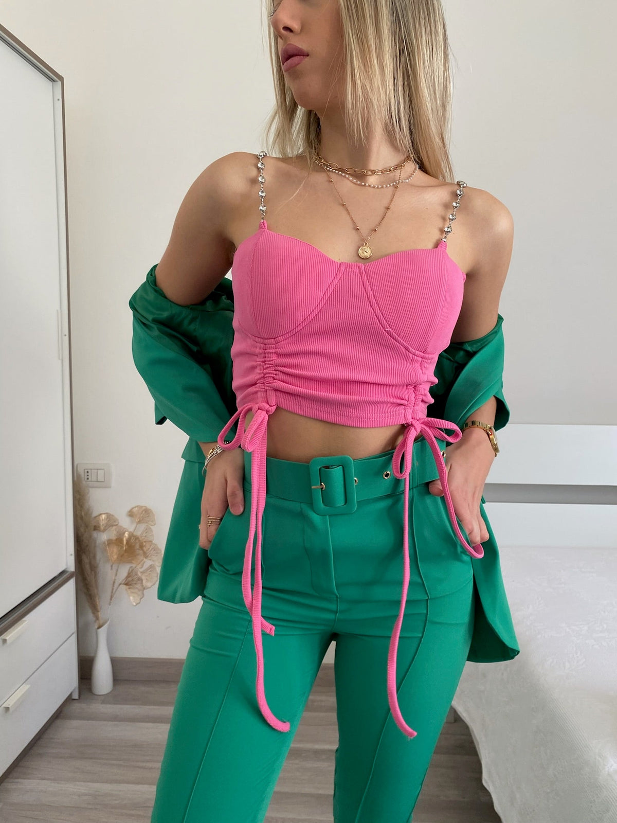 Completo giacca e pantalone verde smeraldo