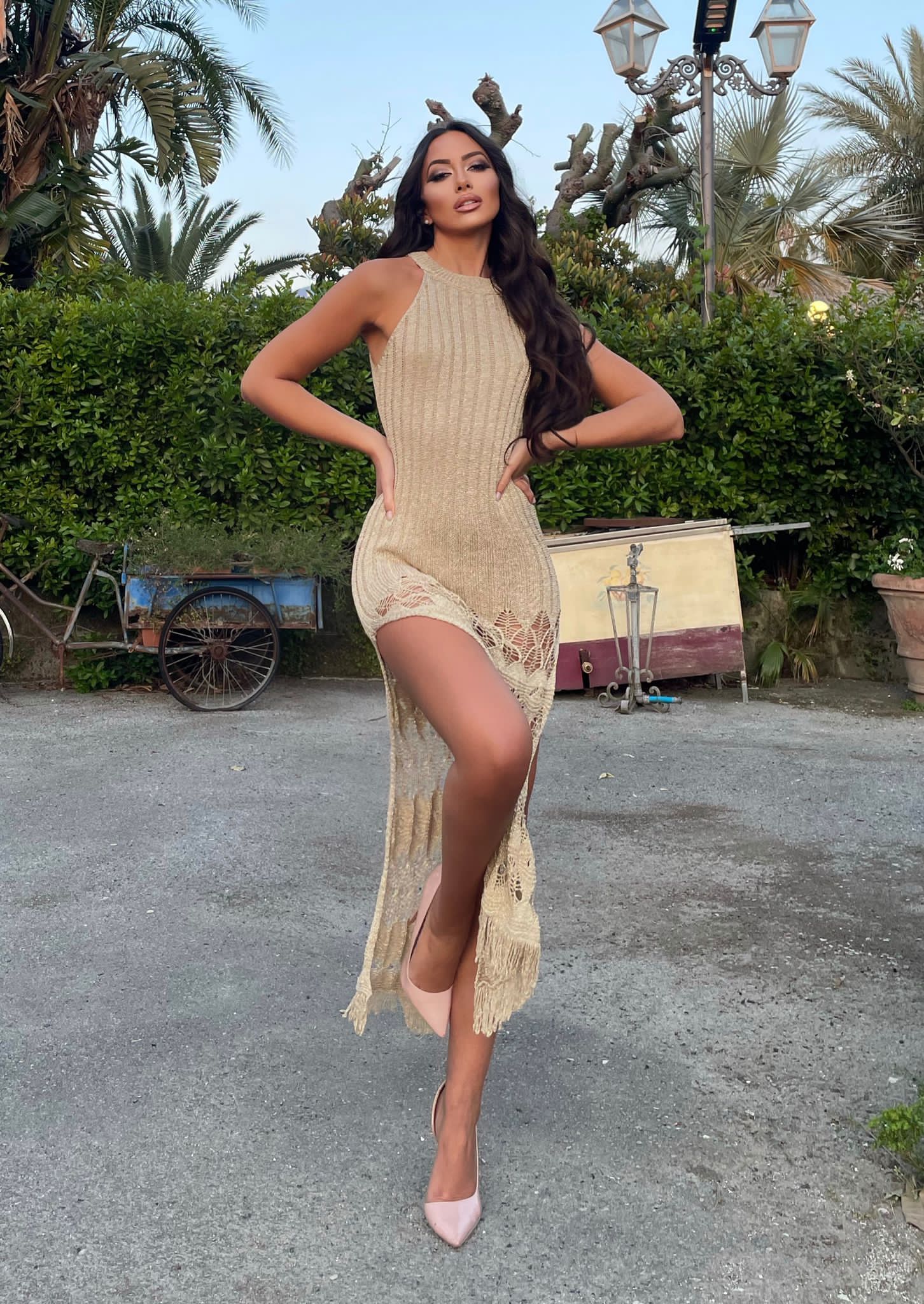 Abito lurex oro con frange