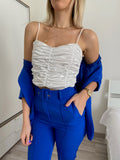 Top in raso bianco arricciato