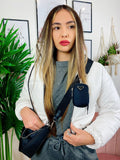 Bomber crop in ecopelle Bianco