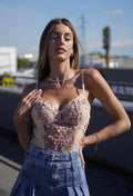 Body rosa con fiori