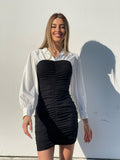 Abito arricciato nero con camicia
