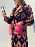 Cappotto a rombi fuxia
