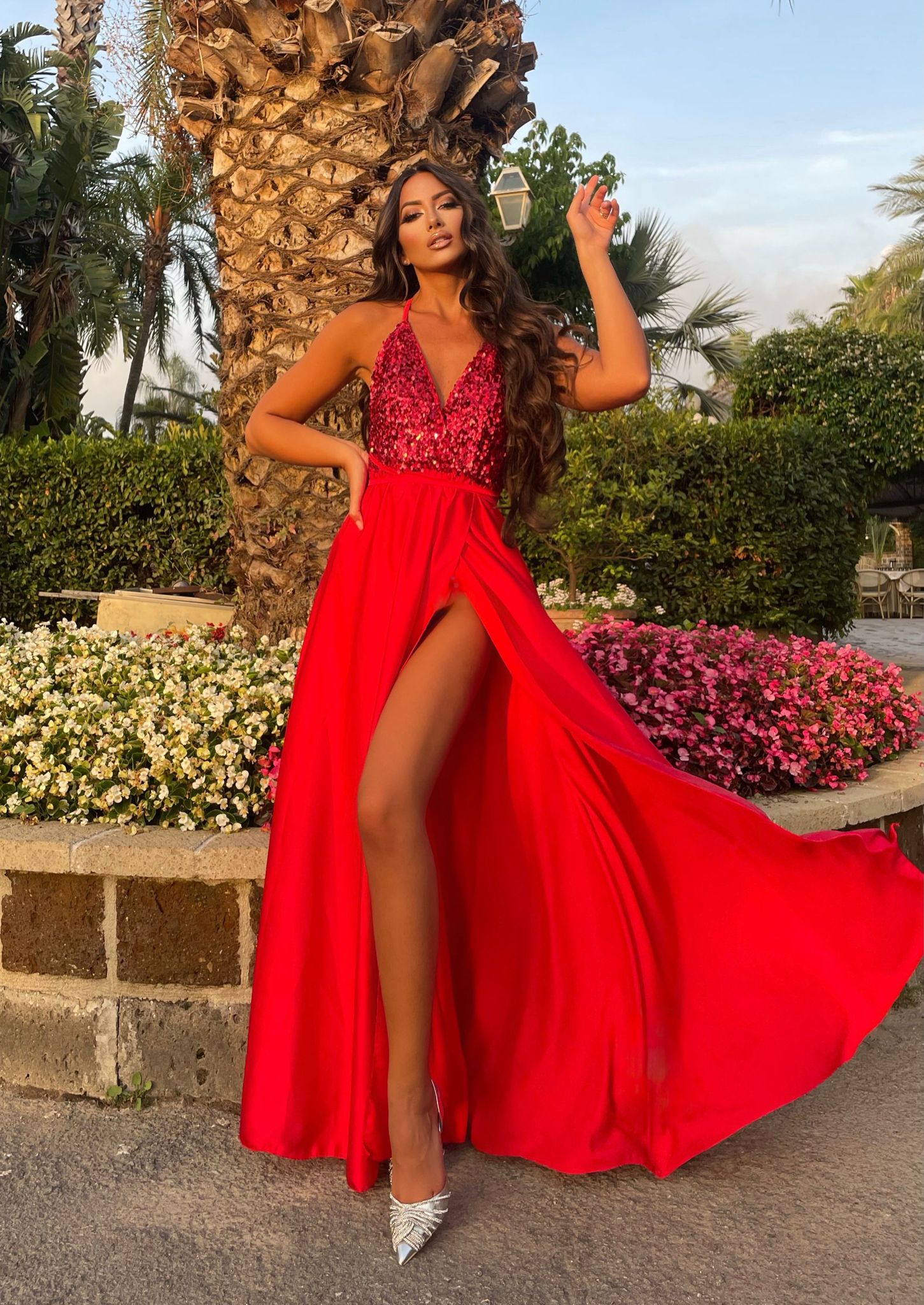 Afrodite con paillettes rosso