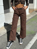 Pantalone cargo choco