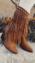 Stivaletto texano con frange camel
