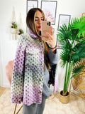 Giacca con bottoni Multicolor grigia e lilla